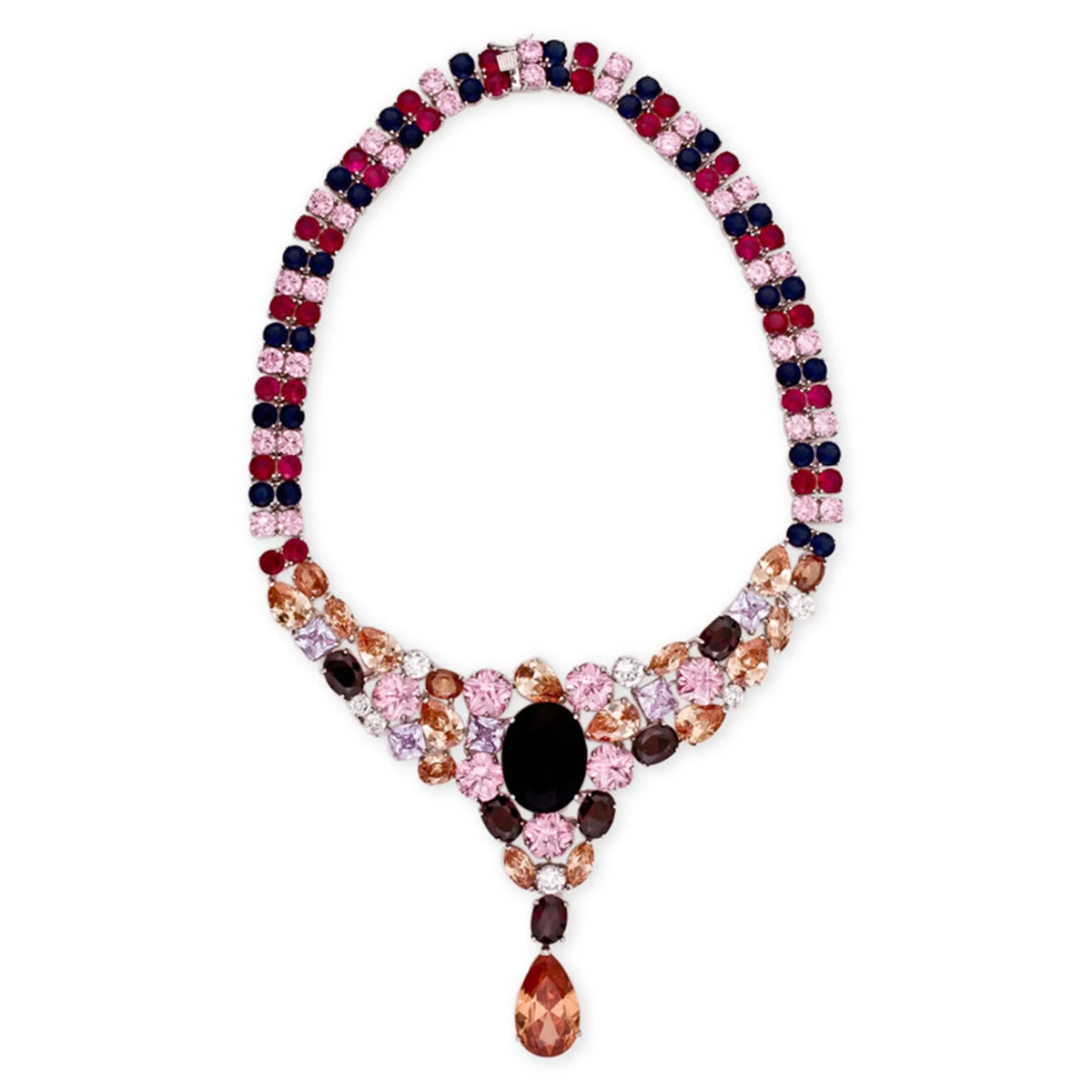 Collette Z Sterling Silver Multi-colored Cubic Zirconia Heavy Neckace