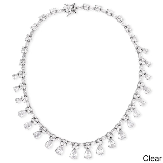 Collette Z Sterling Silver Colored and White Cubic Zirconia Evening Necklace