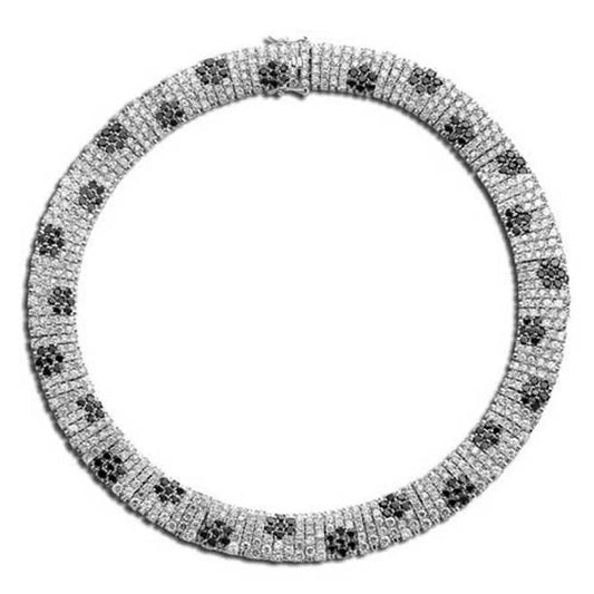 Collette Z Sterling Silver Black and White Cubic Zirconia Flower Necklace