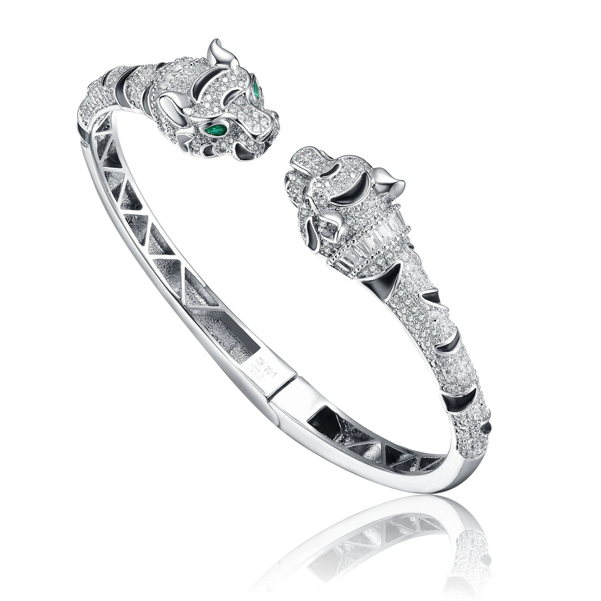 Collette Z Rhodium Plated Panther Bangle Bracelet
