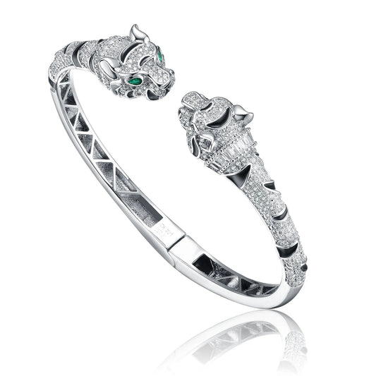Collette Z Rhodium Plated Panther Bangle Bracelet