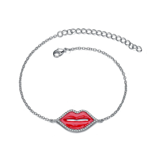 Collette Z Cubic Zirconia Red Lips Fashion Necklace