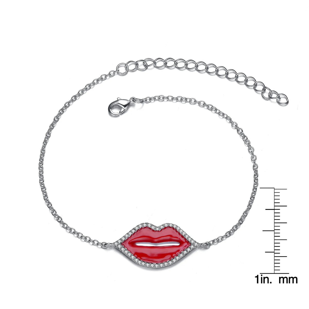 Collette Z Cubic Zirconia Red Lips Fashion Necklace