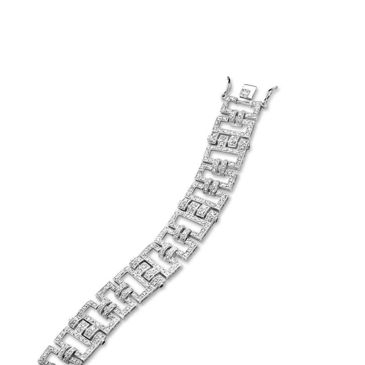 Collette Z Sterling Silver Cubic Zirconia Linked Rectangle Bracelet