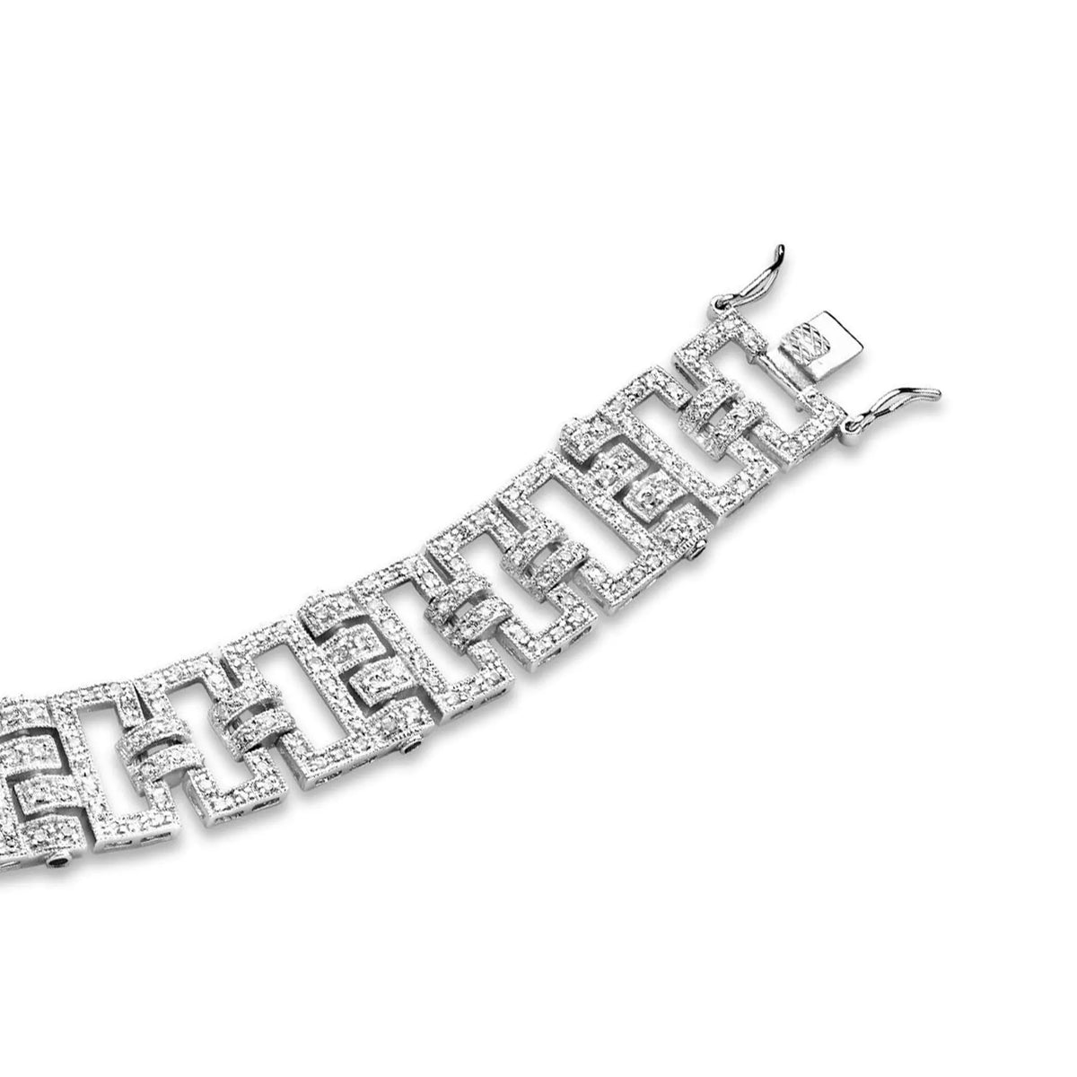 Collette Z Sterling Silver Cubic Zirconia Linked Rectangle Bracelet