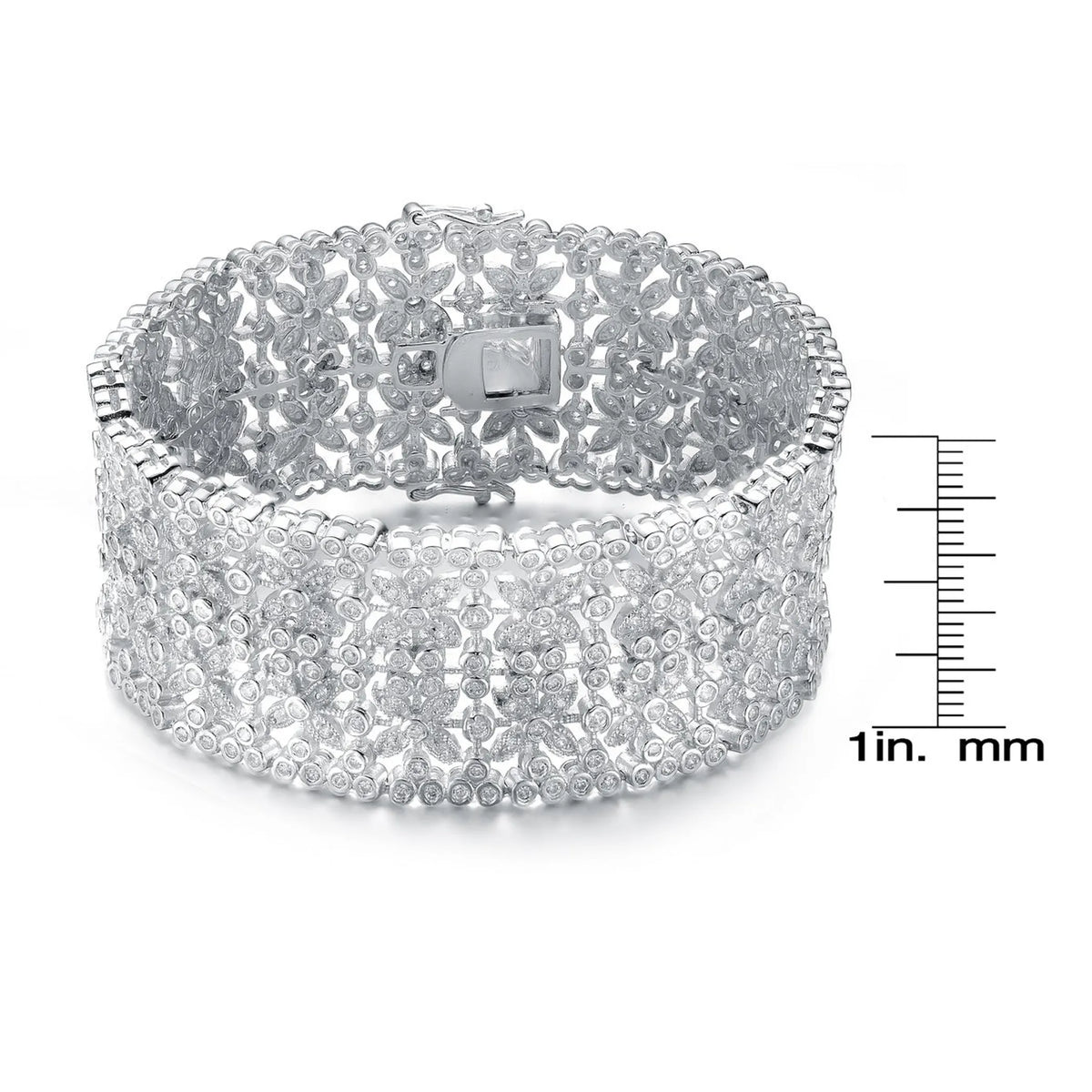 Collette Z Sterling Silver Cubic Zirconia Wide Elegant Bracelet
