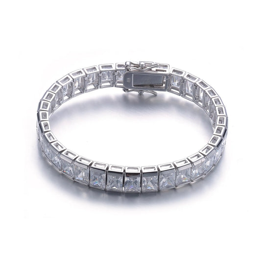 Collette Z Sterling Silver Cubic Zirconia Princess-cut Tennis Bracelet