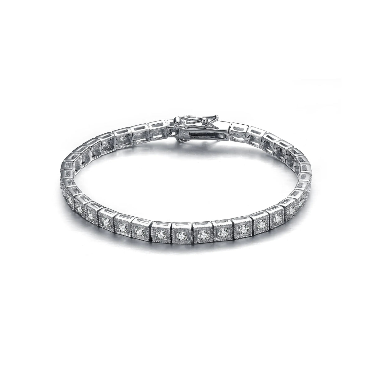 Collette Z Sterling Silver Cubic Zirconia Princess-cut Tennis Bracelet