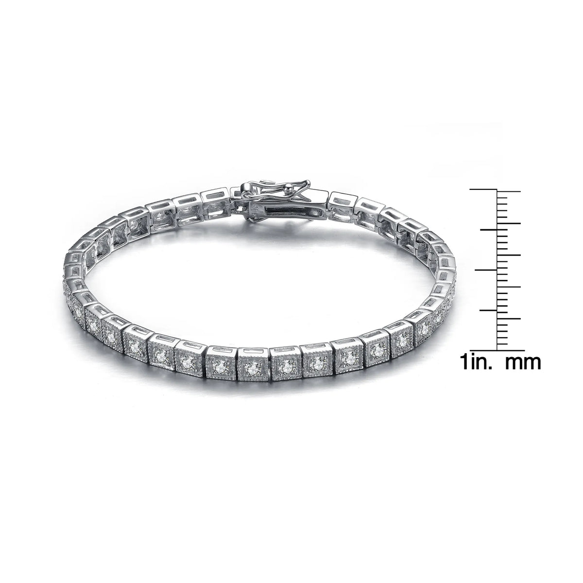 Collette Z Sterling Silver Cubic Zirconia Princess-cut Tennis Bracelet