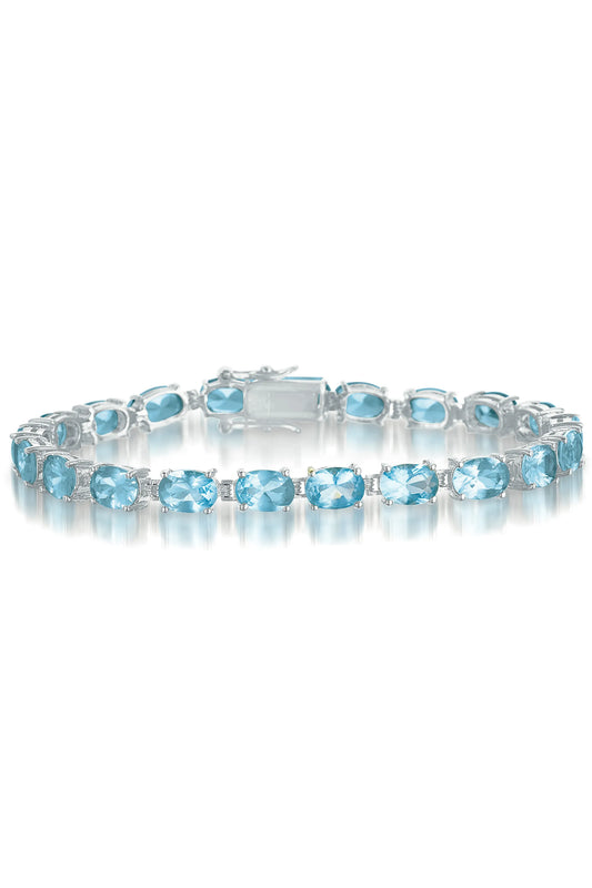 Collette Z Sterling Silver Cubic Zirconia White and Blue Cubic Zirconia Tennis Bracelet