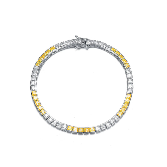 Collette Z Collette Z Sterling Silver Cubic Zirconia and Yellow Tennis Bracelet