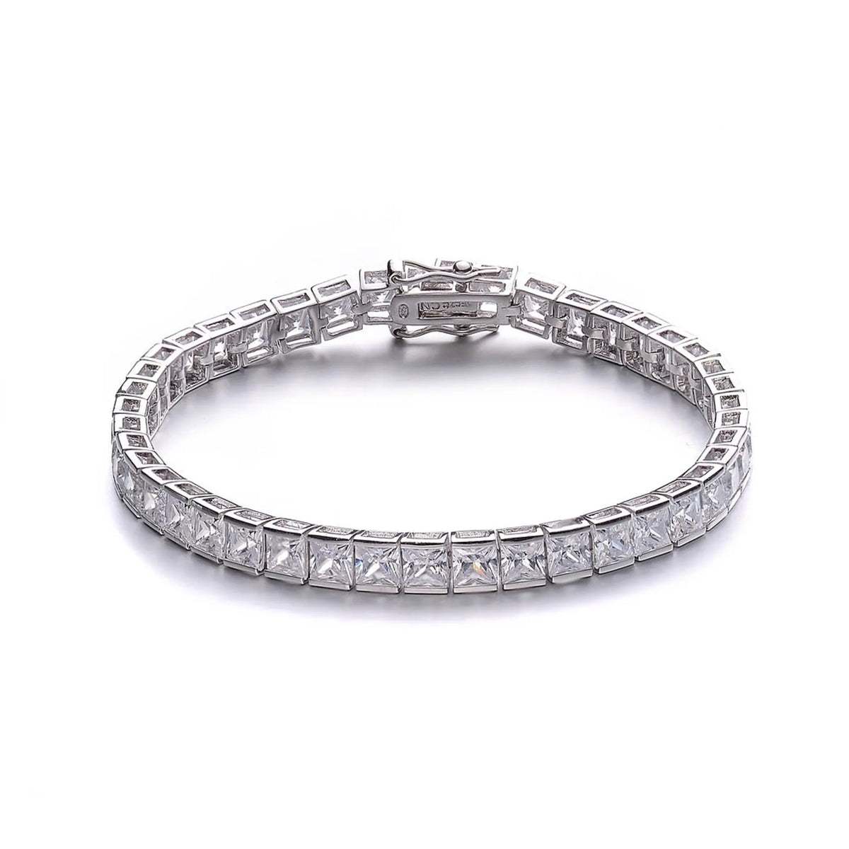 Collette Z Sterling Silver Cubic Zirconia Princess-cut Tennis Bracelet