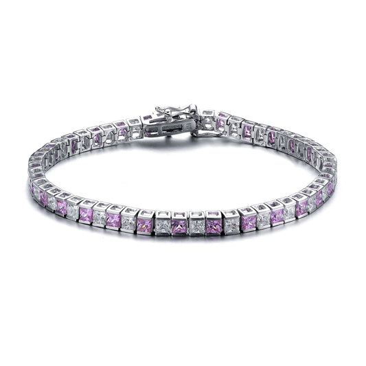 Collette Z Collette Z Sterling Silver Cubic Zirconia and Pink Tennis Bracelet