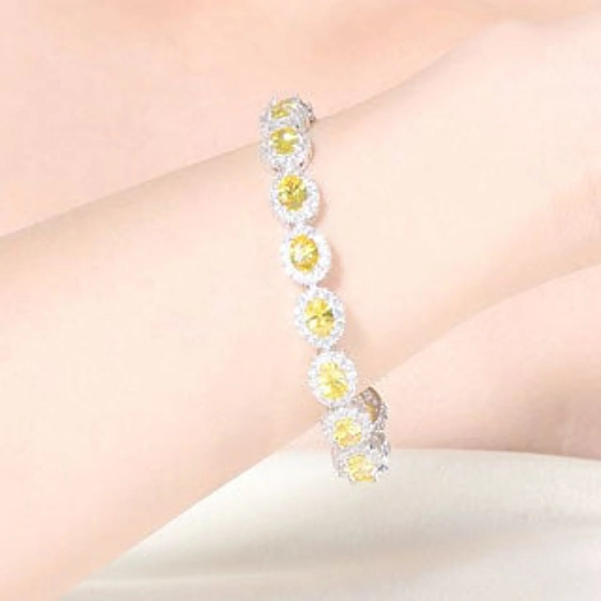 Collette Z Sterling Silver Cubic Zirconia Yellow Oval Shape Bracelet
