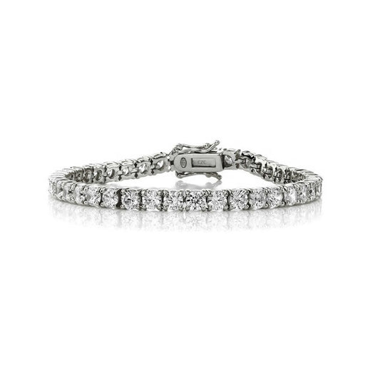 Collette Z Sterling Silver with Rhodium Plated Clear Round Cubic Zirconia 4MM Tennis Bracelet
