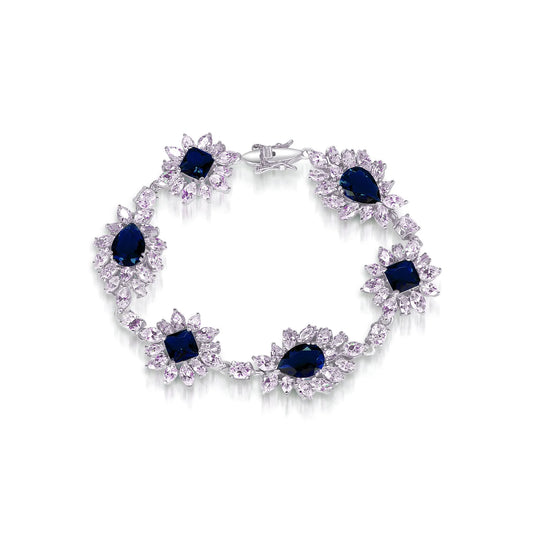 Collette Z Sterling Silver Blue and White Cubic Zirconia Dazzling Bracelet