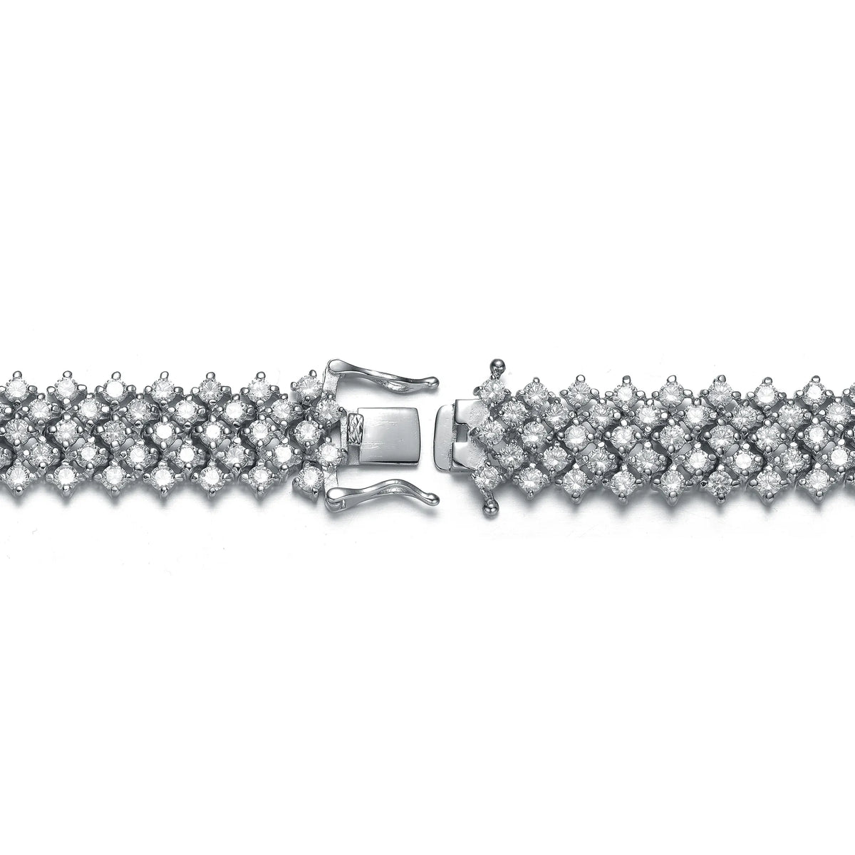 Collette Z Sterling Silver with Rhodium Plated Clear Round Cubic Zirconia 5 Row Tennis Bracelet
