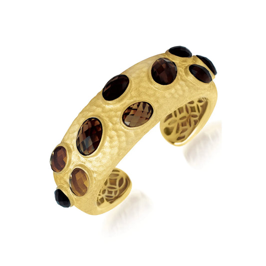 Collette Z Gold Overlay and Genuine Smoky Quartz Cuff Bracelet