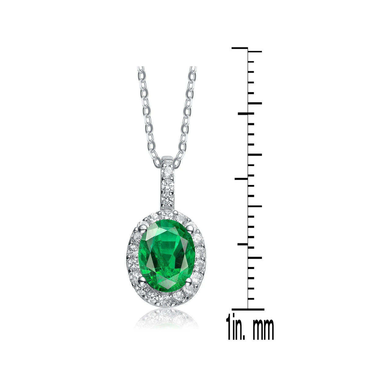 Collette Z Sterling Silver Genuine Green Cubic Zirconia Oval Necklace