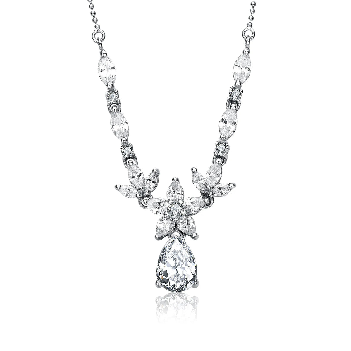 Collette Z Sterling Silver White Cubic Zirconia Stones Necklace