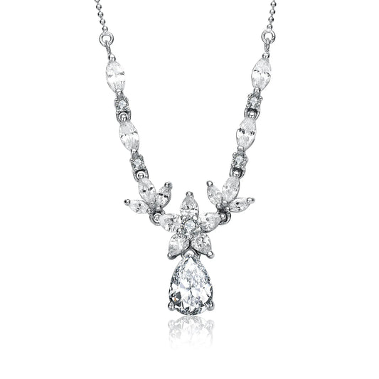 Collette Z Sterling Silver White Cubic Zirconia Stones Necklace