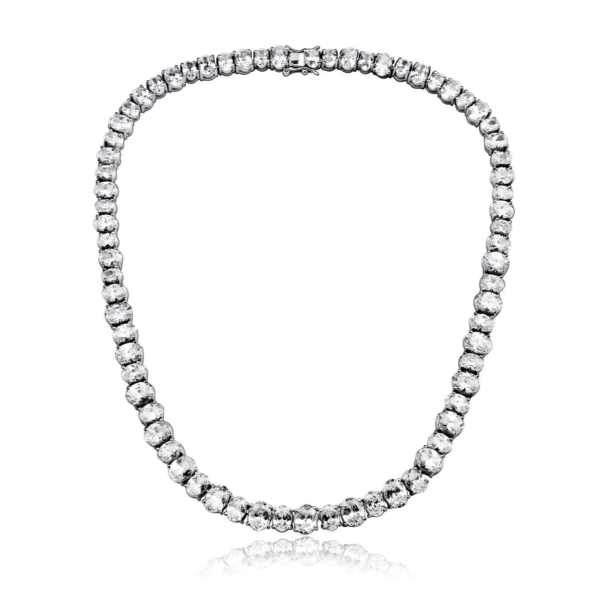 Collette Z Sterling Silver Clear Cubic Zirconia Graduated Solitaire Necklace