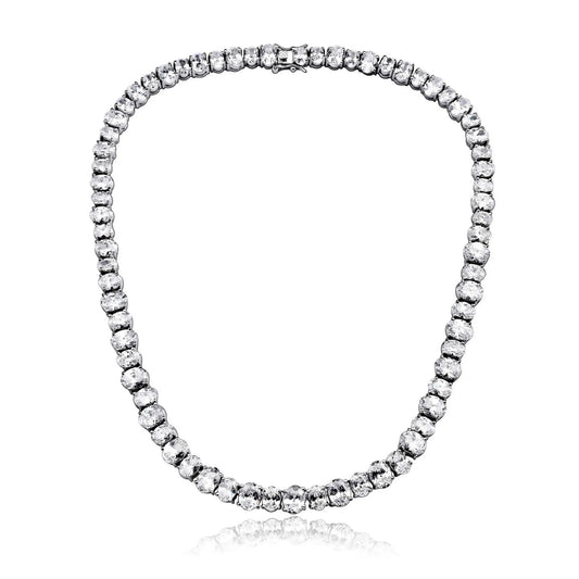 Collette Z Sterling Silver Clear Cubic Zirconia Graduated Solitaire Necklace