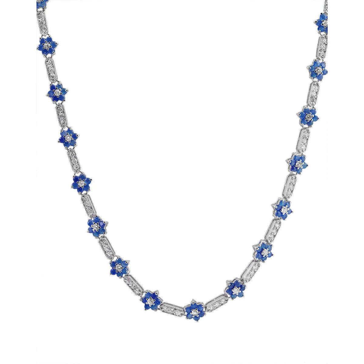 Collette Z Sterling Silver Flower-Shaped Sapphire Cubic Zirconia Necklace