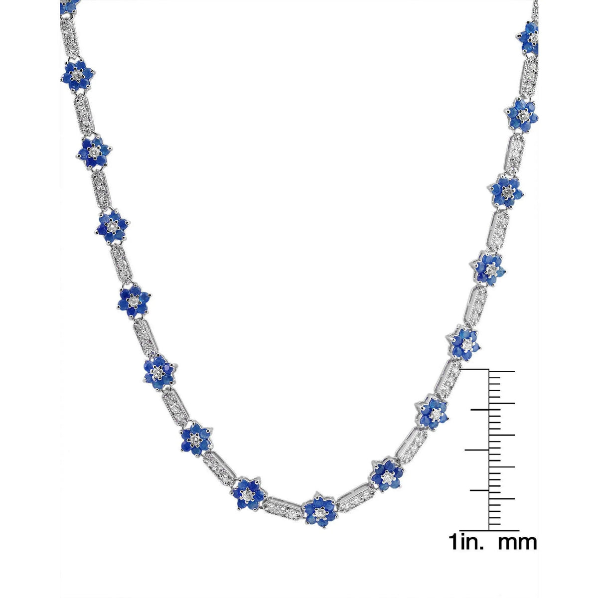 Collette Z Sterling Silver Flower-Shaped Sapphire Cubic Zirconia Necklace