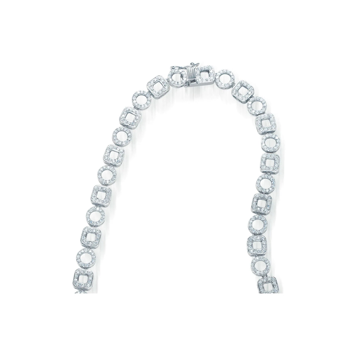 Collette Z C.Z. Sterling Silver Rhodium Plated Heavy Emerald Necklace