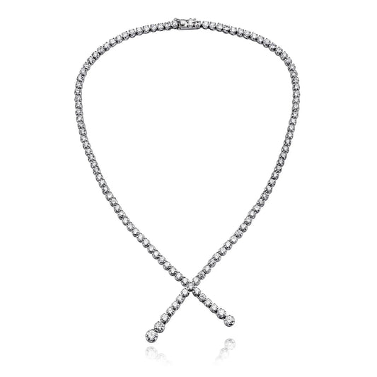 Collette Z Sterling Silver Clear Cubic Zirconia X Necklace