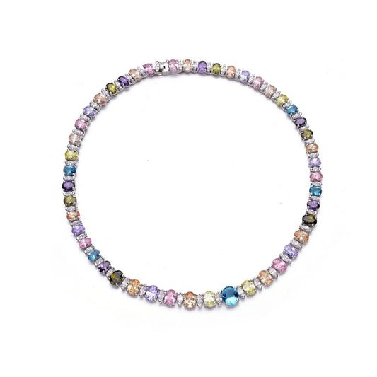 Collette Z Sterling Silver Multi Cubic Zirconia Necklace