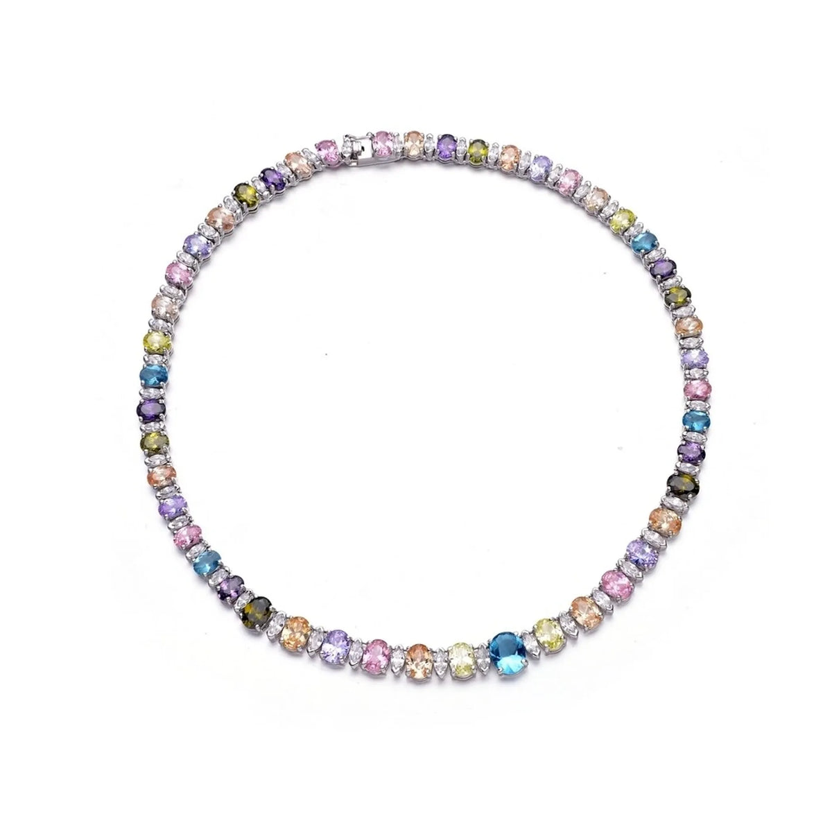 Collette Z Sterling Silver Multi Cubic Zirconia Necklace