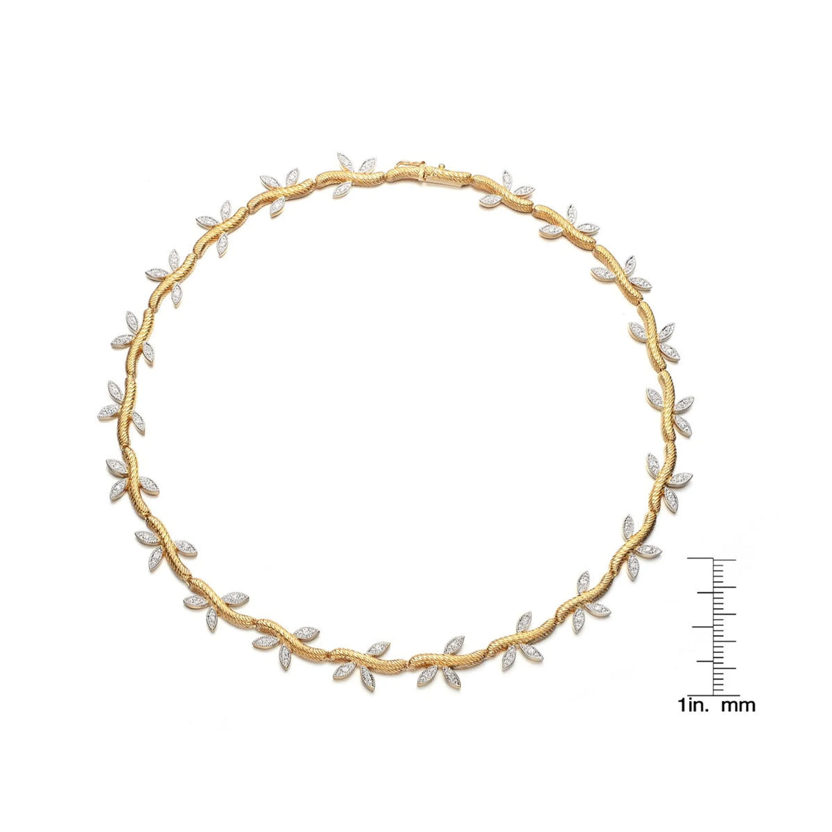 Collette Z Gold Plated Cubic Zirconia Silver Leaf Necklace
