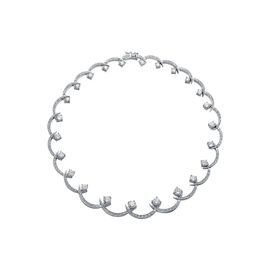 Collette Z Sterling Silver Cubic Zirconia Swirl Necklace