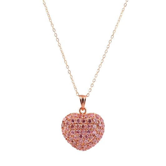 Collette Z Sterling Silver Cubic Zirconia Pink Heart Pendant