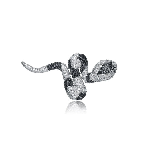 Collette Z Sterling Silver Black and Clear Cubic Zirconia Snake Pin
