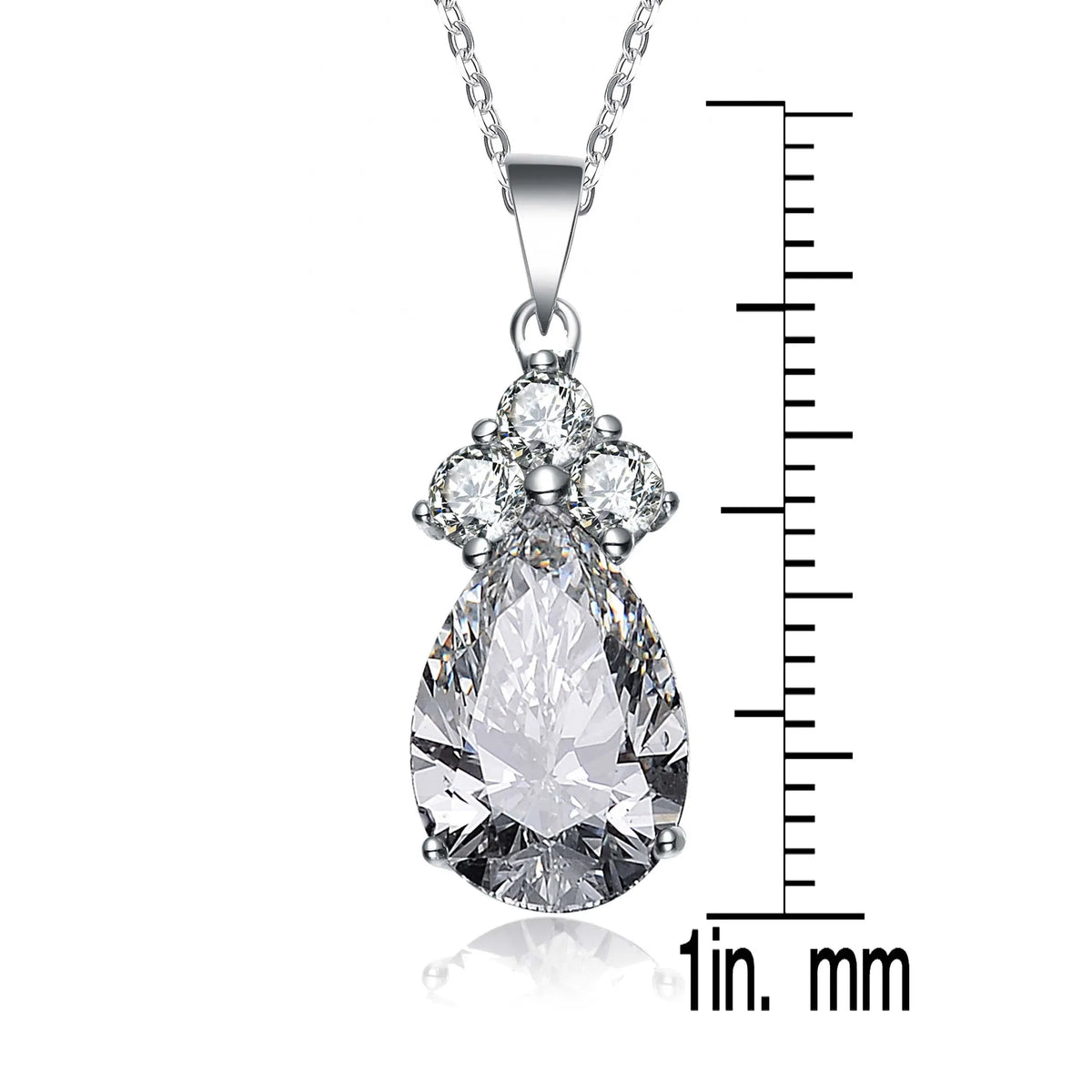Collette Z Sterling Silver Cubic Zirconia Pear Shape Necklace
