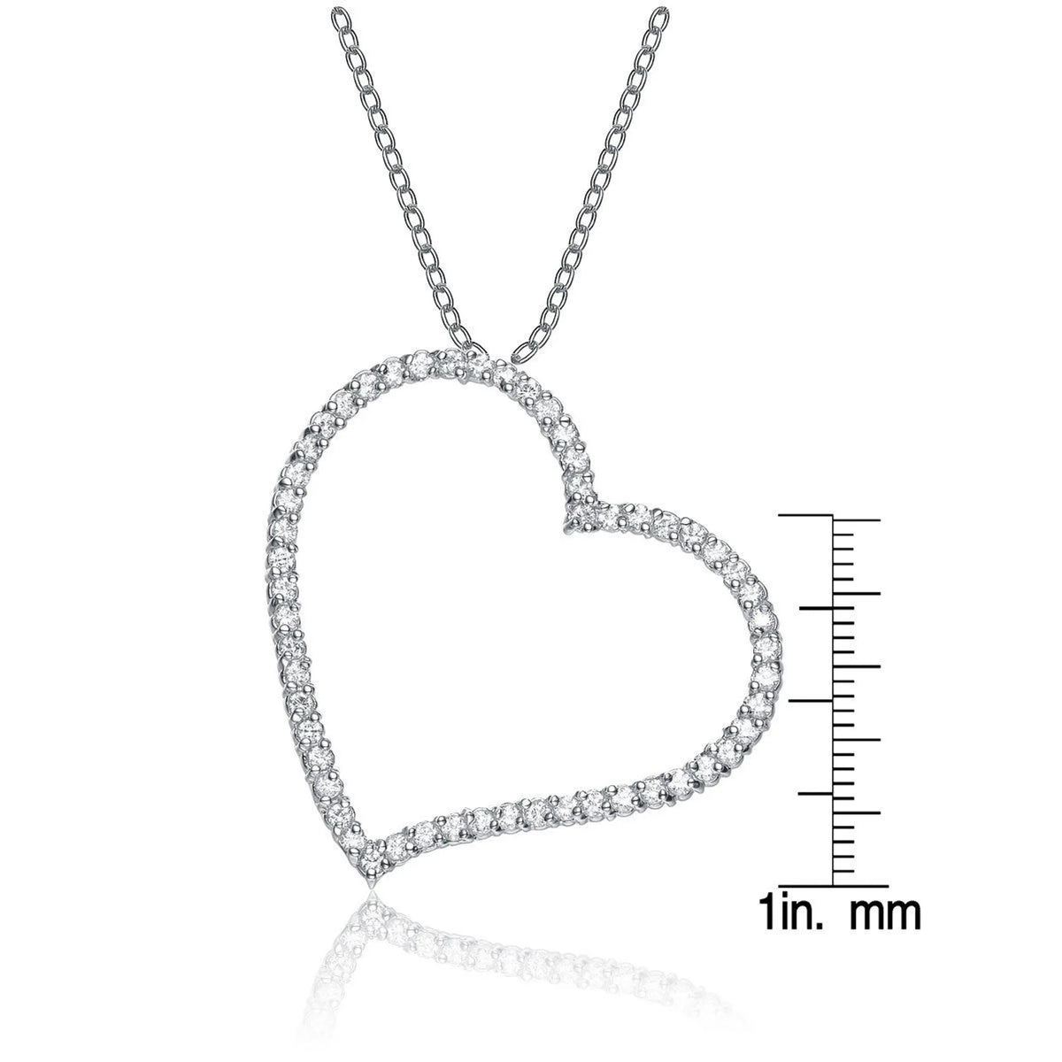 Collette Z Sterling Silver Cubic Zirconia Heart Shape Necklace