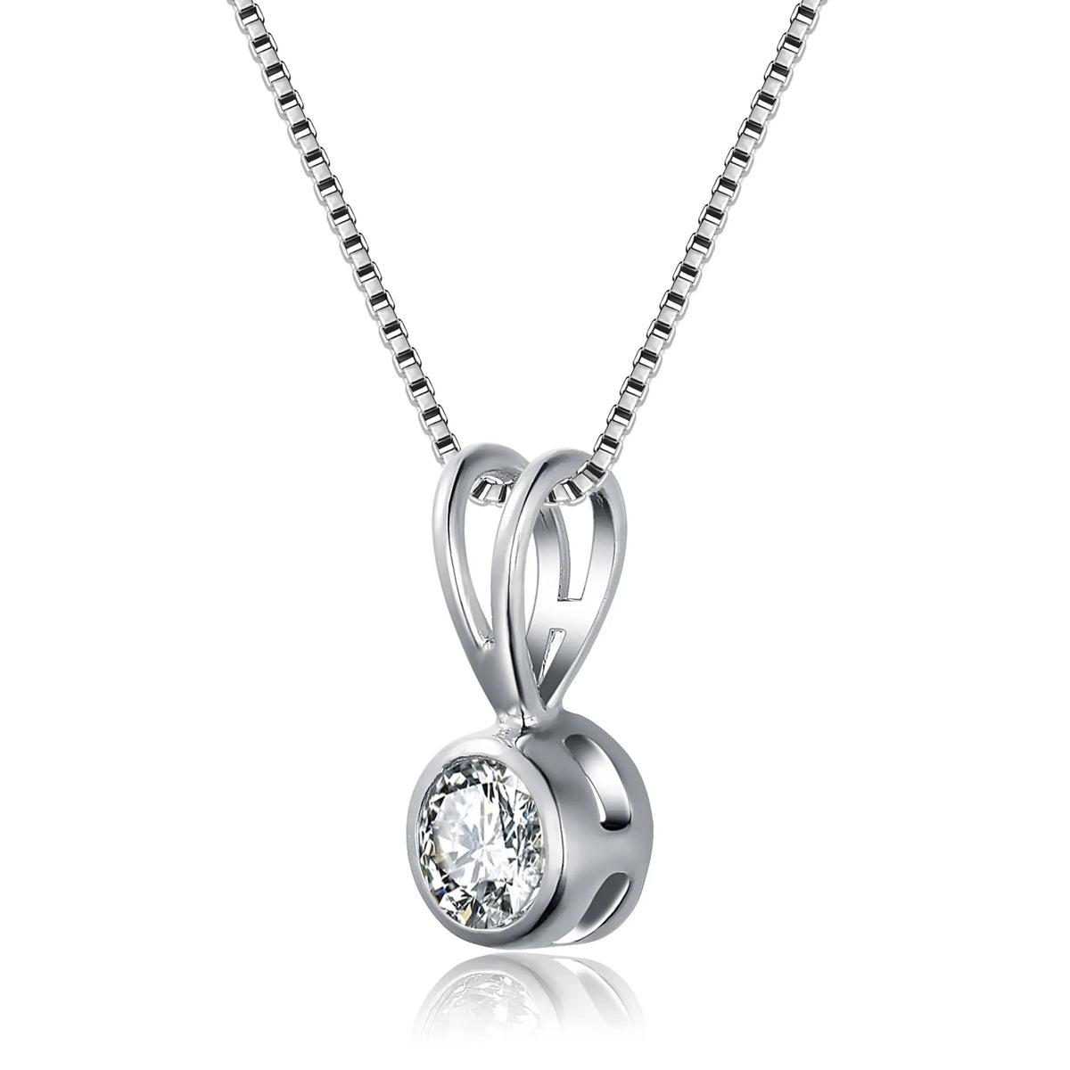 Collette Z Sterling Silver Cubic Zirconia Circle Solitaire Necklace