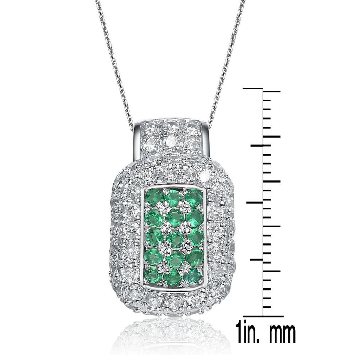 Collette Z Sterling Silver Green Cubic Zirconia Square Pendant
