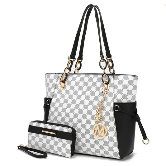 Xenia Circular Print Tote Bag with Wallet