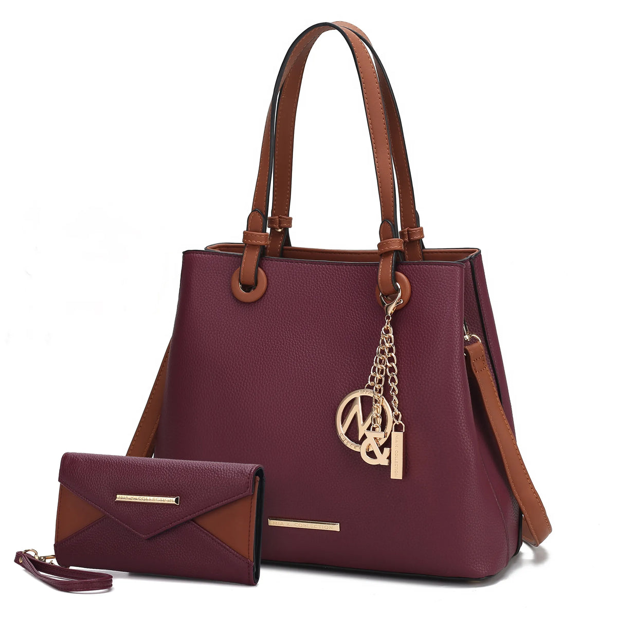 Kearny Vegan Leather Womens Tote Bag and Wallet- 2 PCS