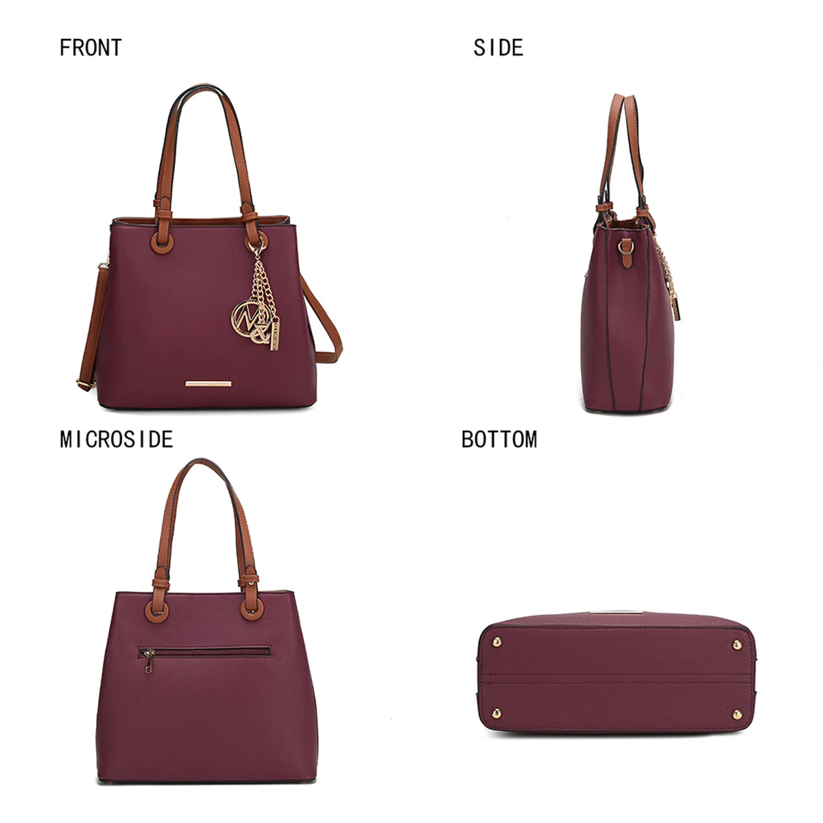 Kearny Vegan Leather Womens Tote Bag and Wallet- 2 PCS