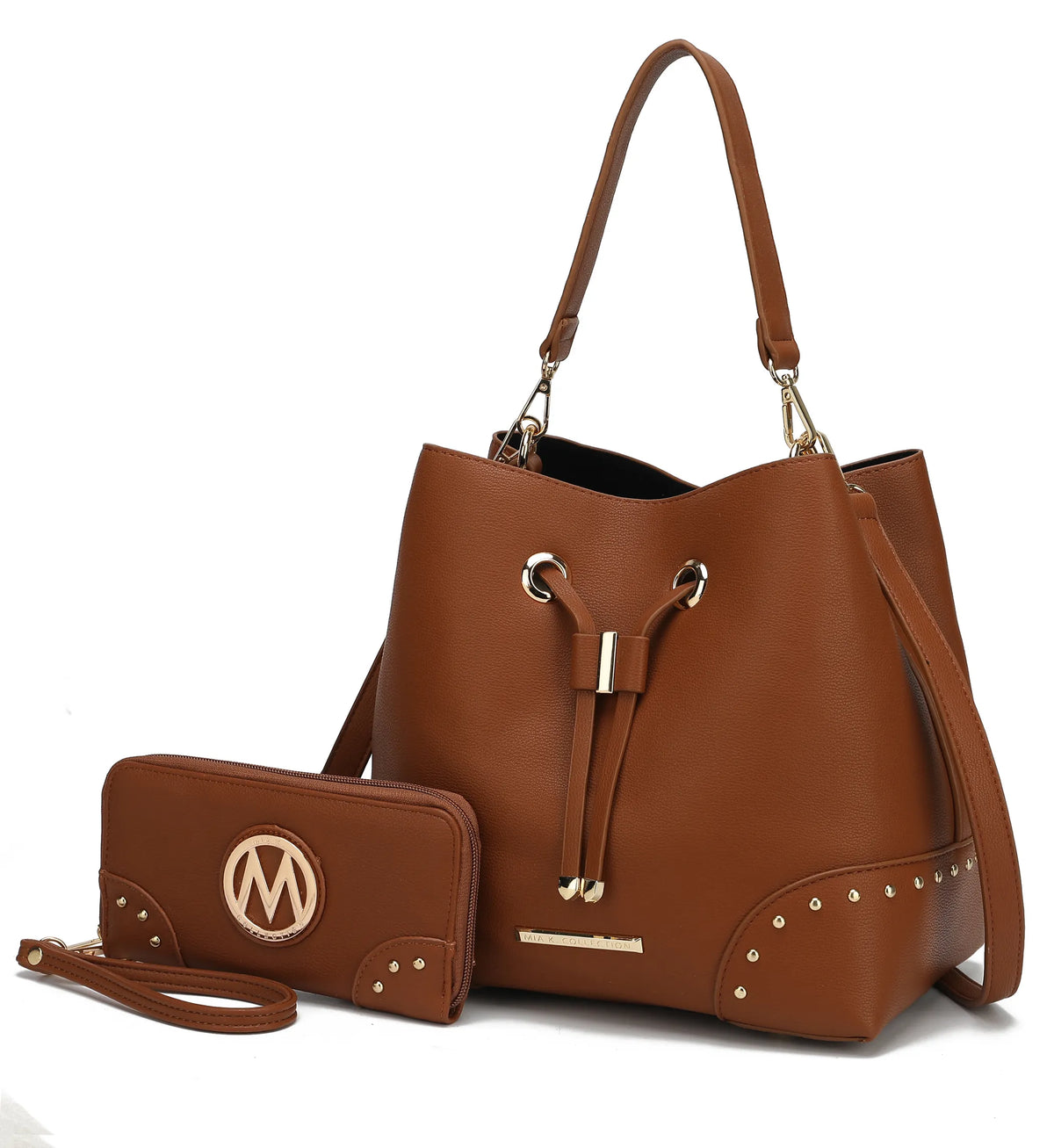 Callie Solid Bucket Bag with Matching Wallet