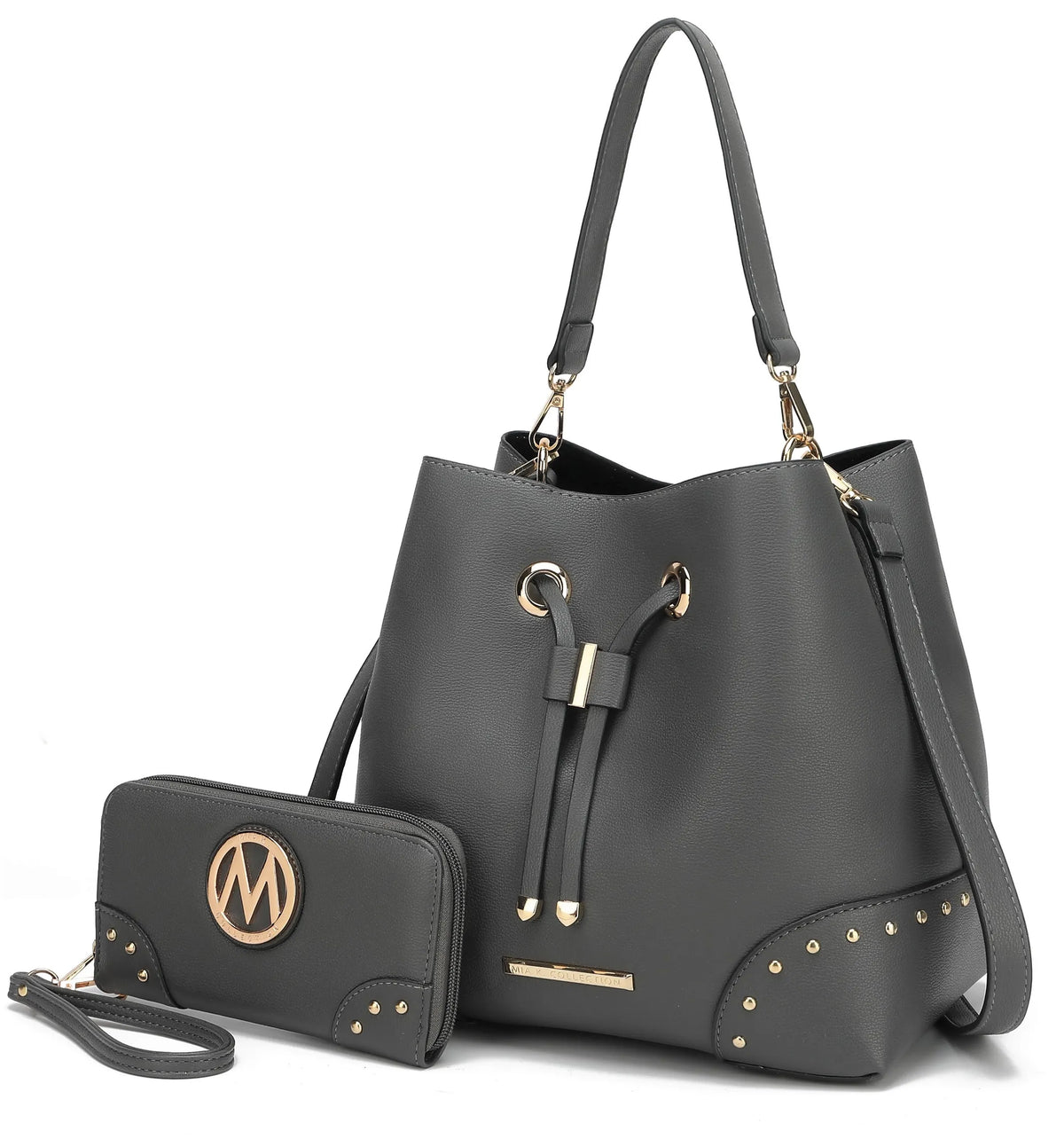 Callie Solid Bucket Bag with Matching Wallet