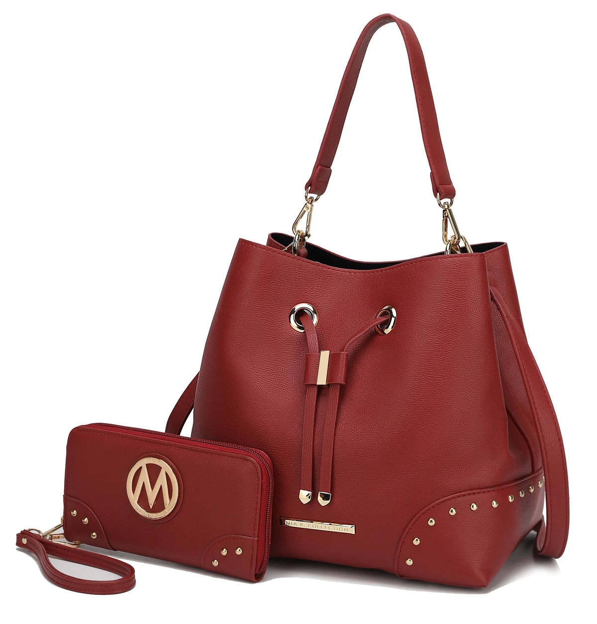 Callie Solid Bucket Bag with Matching Wallet