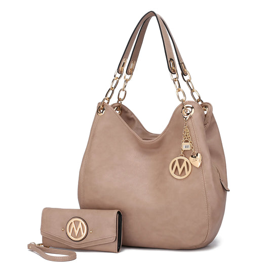 Ashley Vegan Leather Women's Hobo Shoulder Bag with Wallet