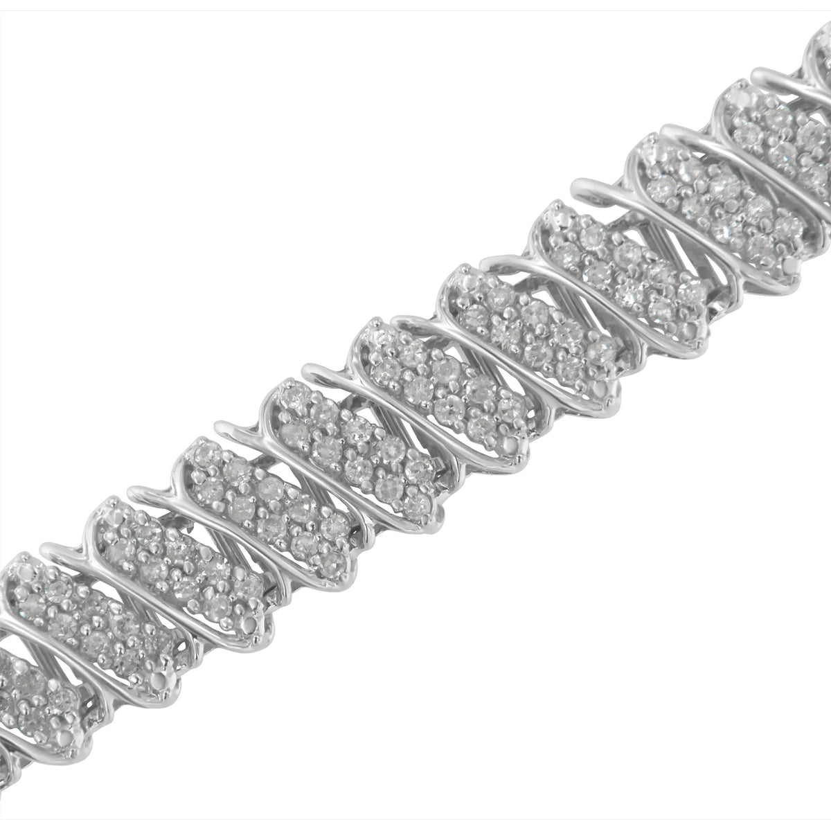 Sterling Silver 3ct. Total Diamond Weight Diamond Multi Row Link Karat Tennis Bracelet