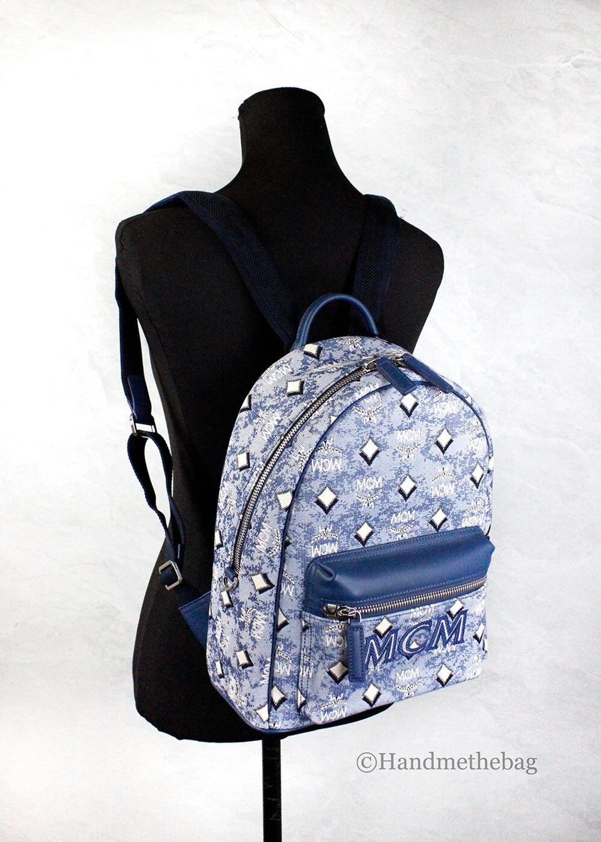 MCM Denim Stark Jacquard Backpack